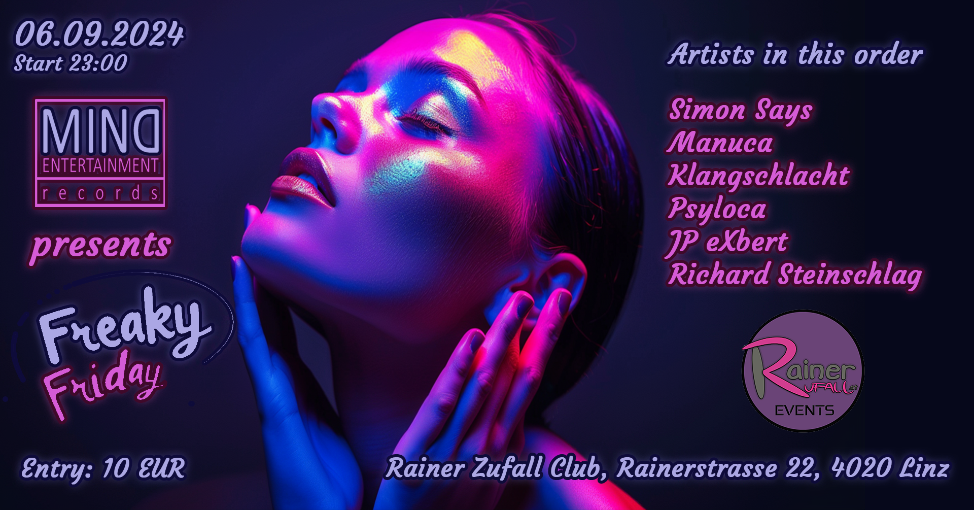 Flyer Rainer Zufall Club Freaky Friday presented by Mind Entertainment Records