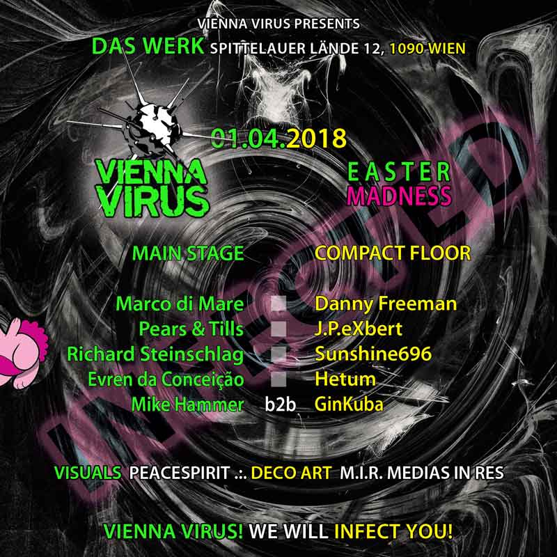 Flyer Vienna Virus Easter Rave Edition Backside DJ Liste